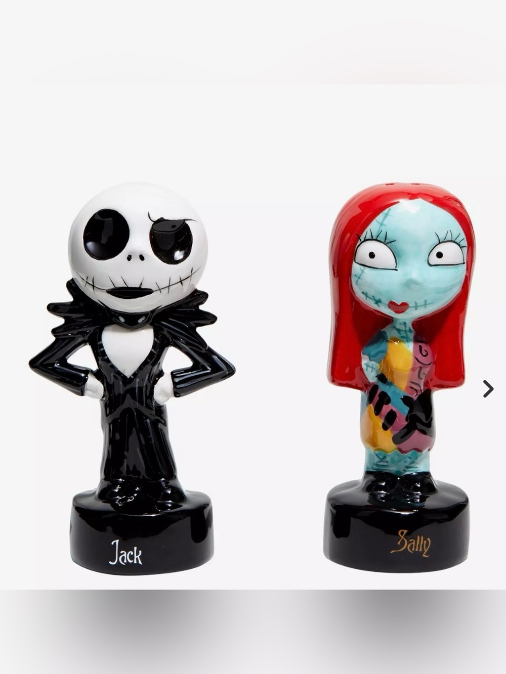 Nightmare Before Christmas Jack & Sally Ceramic Salt & Pepper Shakers
